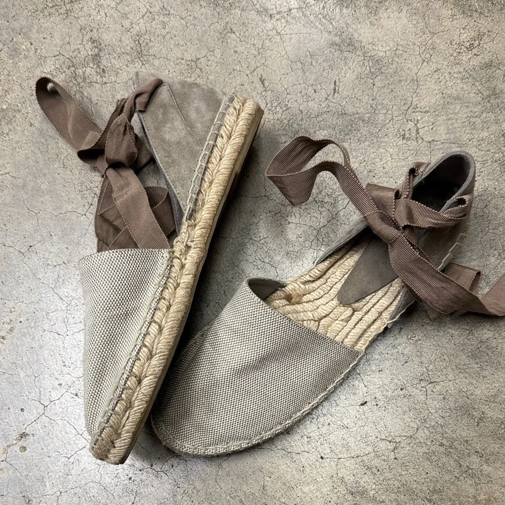 * Vince Camuto Gray Espadrilles with Brown Ribbon